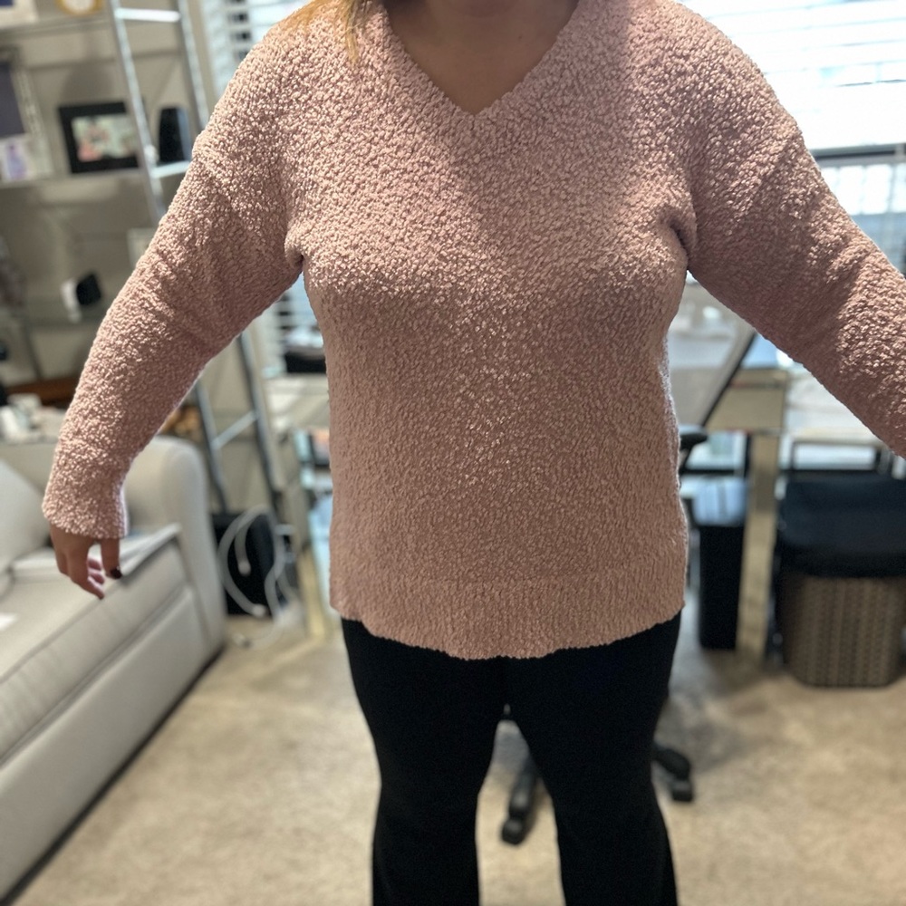 Sanctuary Pink pebble knit v neck sweater